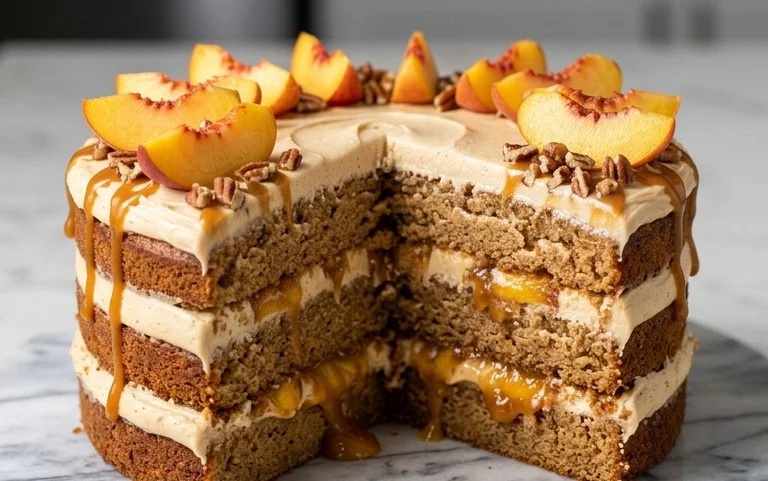 Brown Sugar Layer Cake with Peach Filling