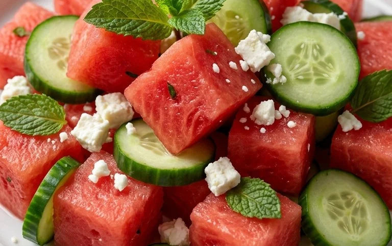 Watermelon Salad with Cucumber and Feta