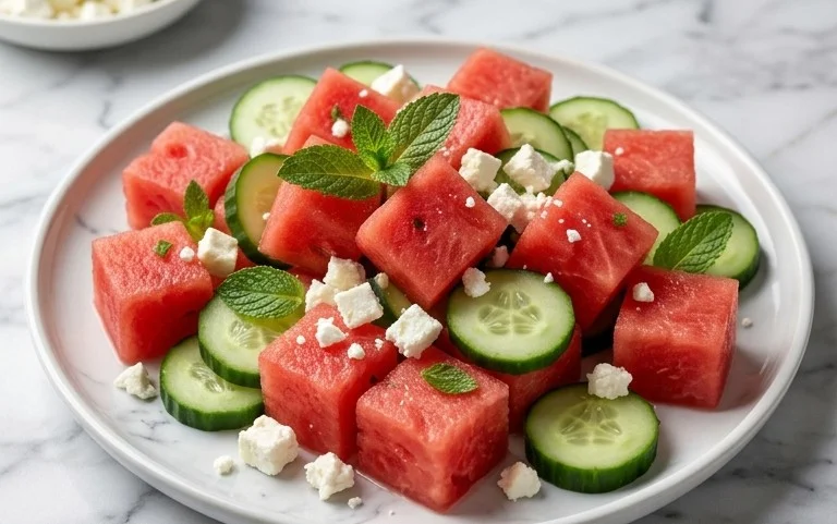 Watermelon Salad with Cucumber and Feta