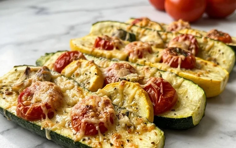 Roasted Garlic-Parmesan Zucchini, Squash and Tomatoes