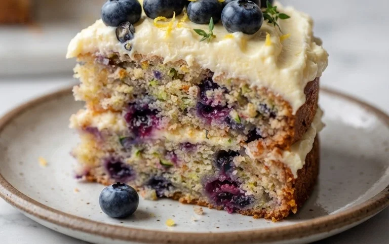 Blueberry Zucchini Cake with Lemon Buttercream