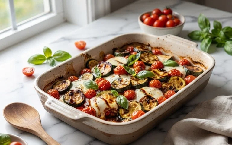 Balsamic Zucchini Tomato Bake