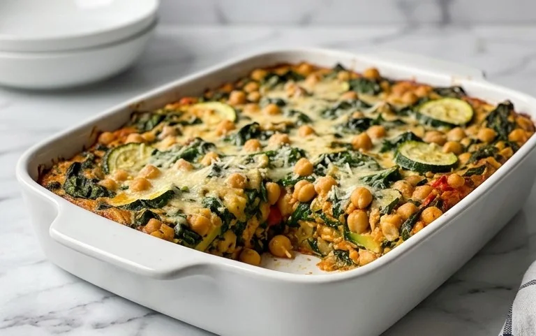 Spinach Zucchini Chickpea Bake